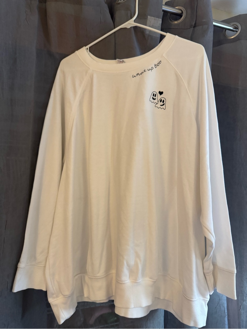 Old Navy White Crewneck Sweatshirt with Ghost Graphic